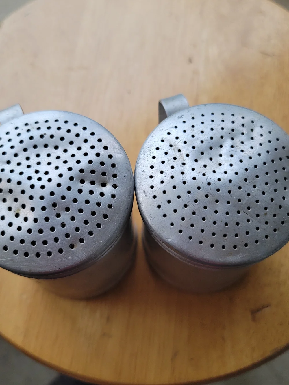 Vintage Aluminum Salt and Pepper Shakers - Set of 2